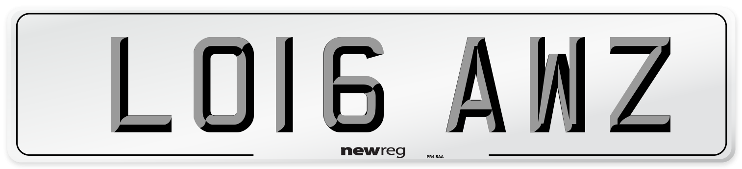 LO16 AWZ Number Plate from New Reg